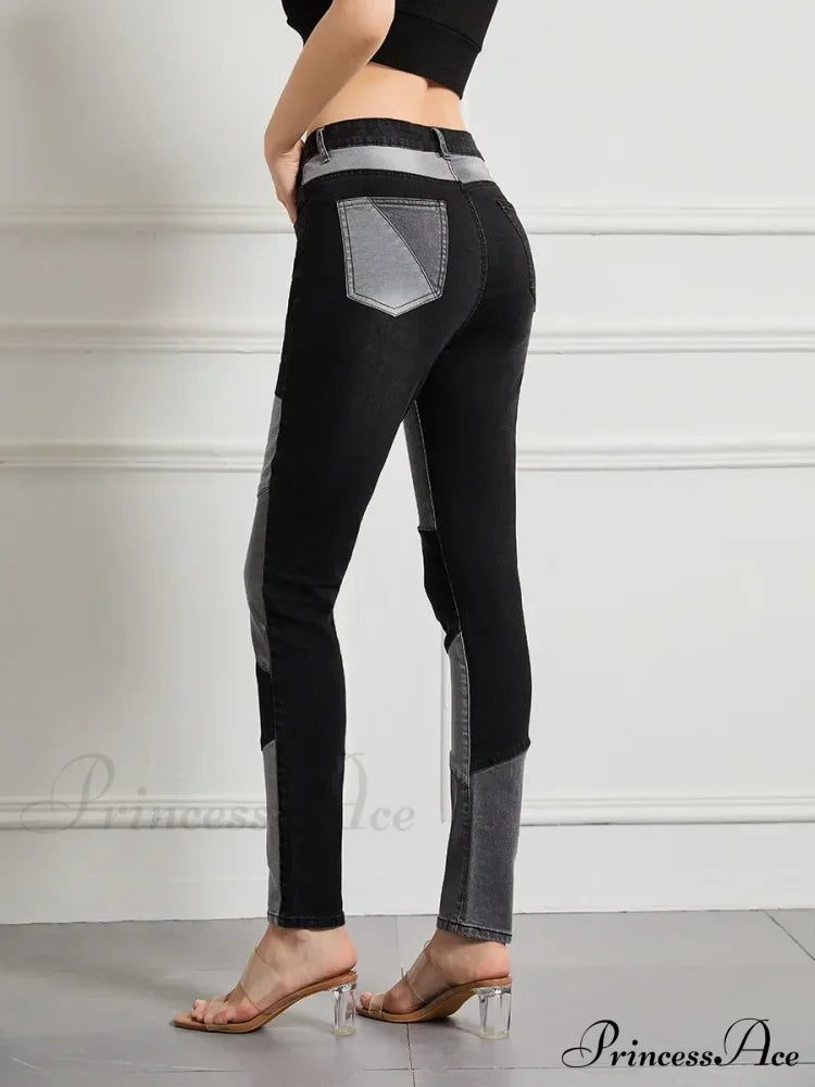 Stretch Patchwork Slim Fashion Vintage Streetwear Denim Jean