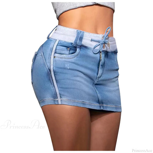 Stretchy Cargo Wrap Denim Skirt skirts-250223