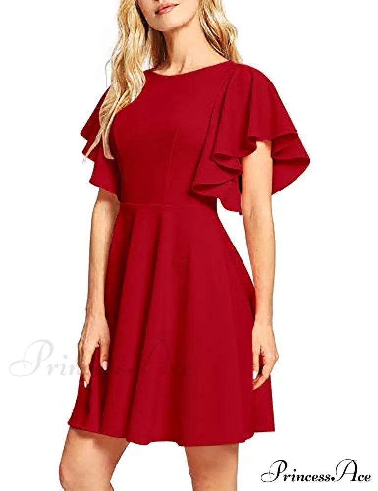 Stretchy Line Swing Flared Skater Christmas Dress