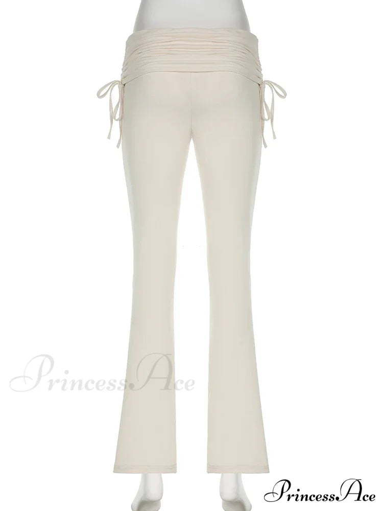 Stripe Drawstring Elastic Low Waist Baggy Sweatpants Straight Leg Pants