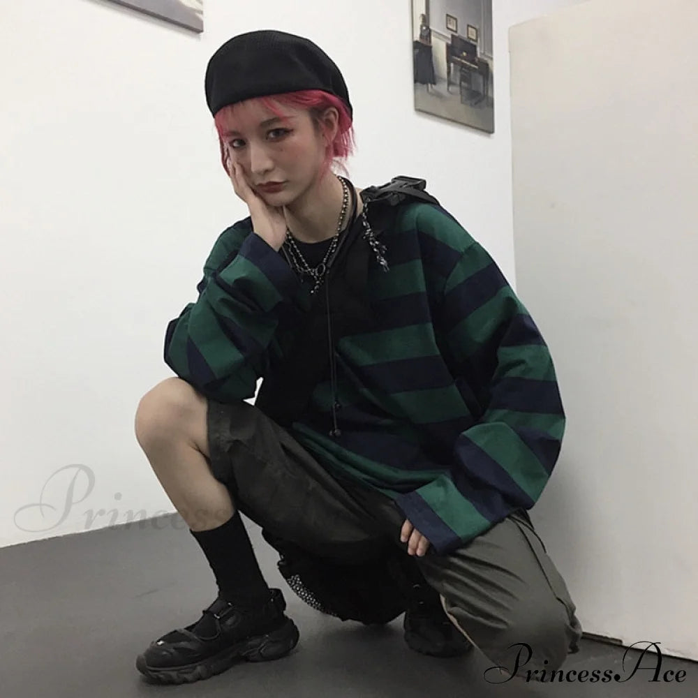 Stripe Long Grunge Arm Tee T-Shirts