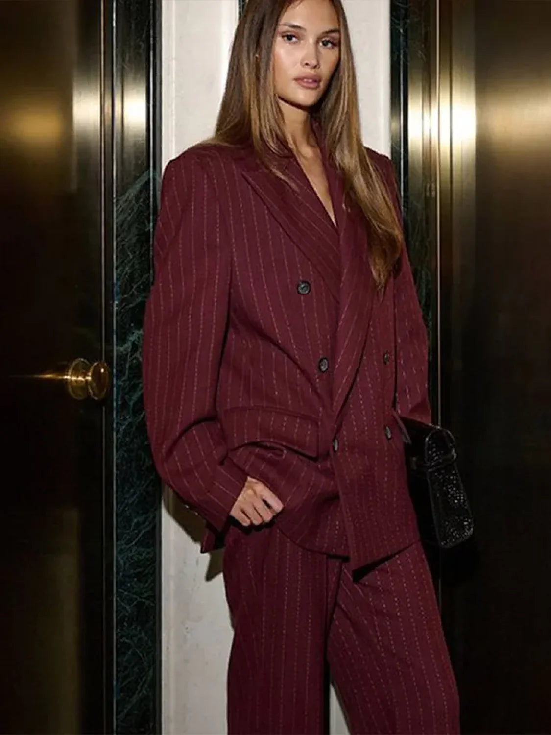 Stripe Print Blazer Coat Red suit / S