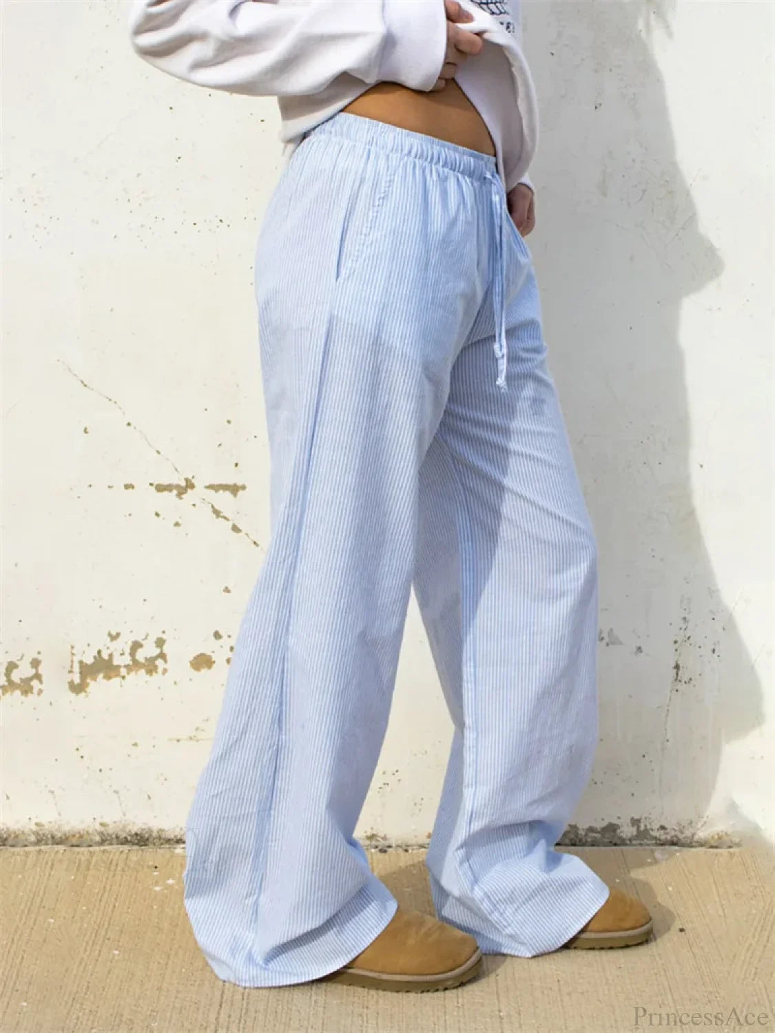 Striped Drawstring Loose Straight Summer Pant pant-250223