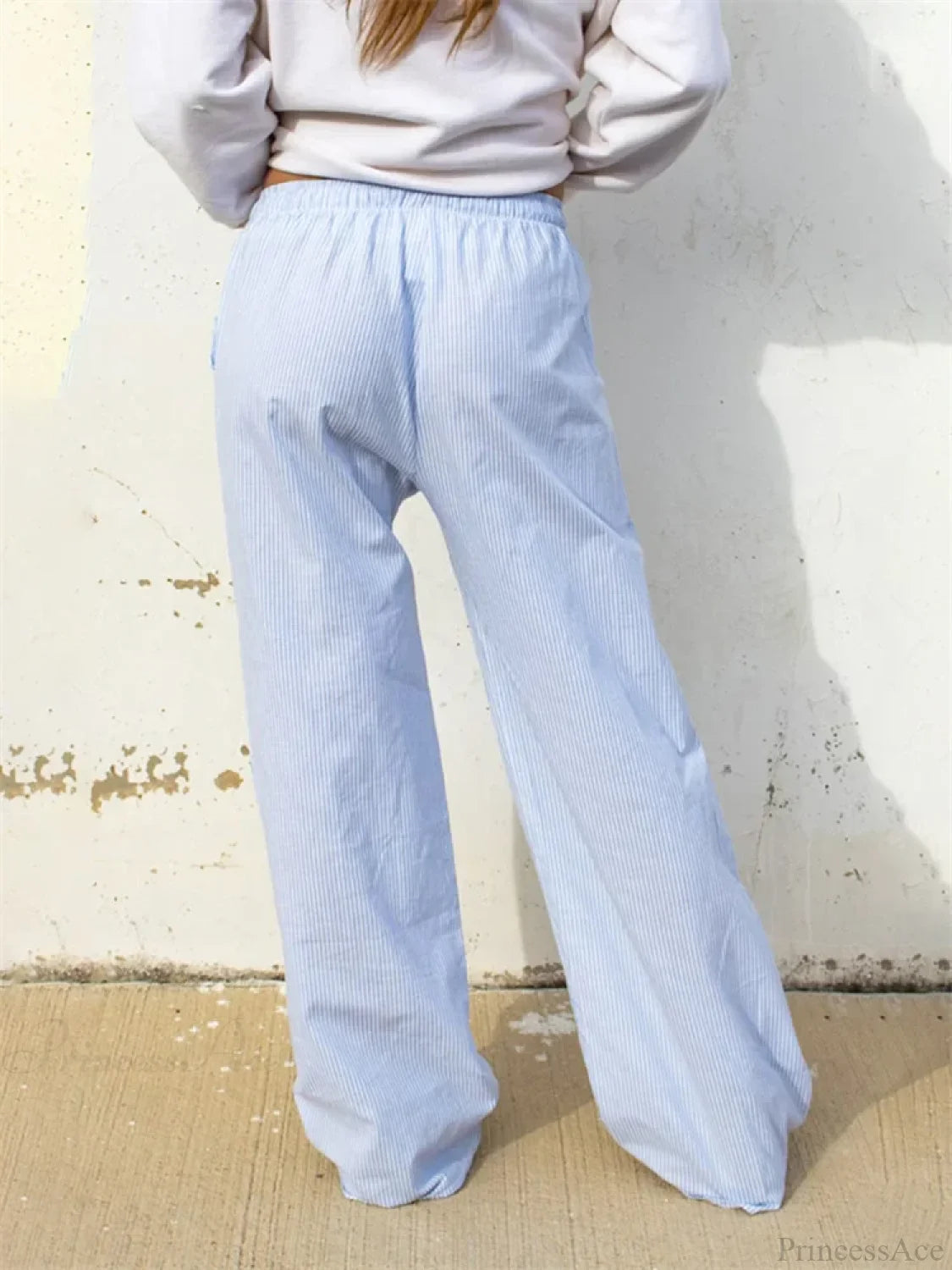 Striped Drawstring Loose Straight Summer Pant pant-250223