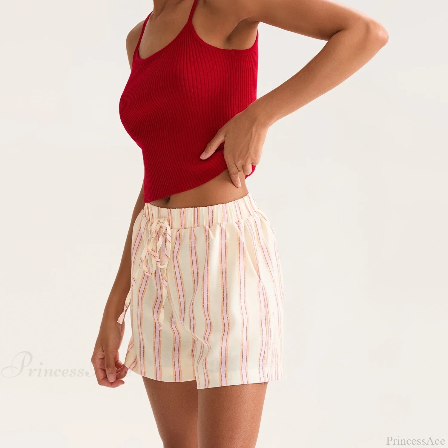 Striped Drawstring Pocket Short short-250223
