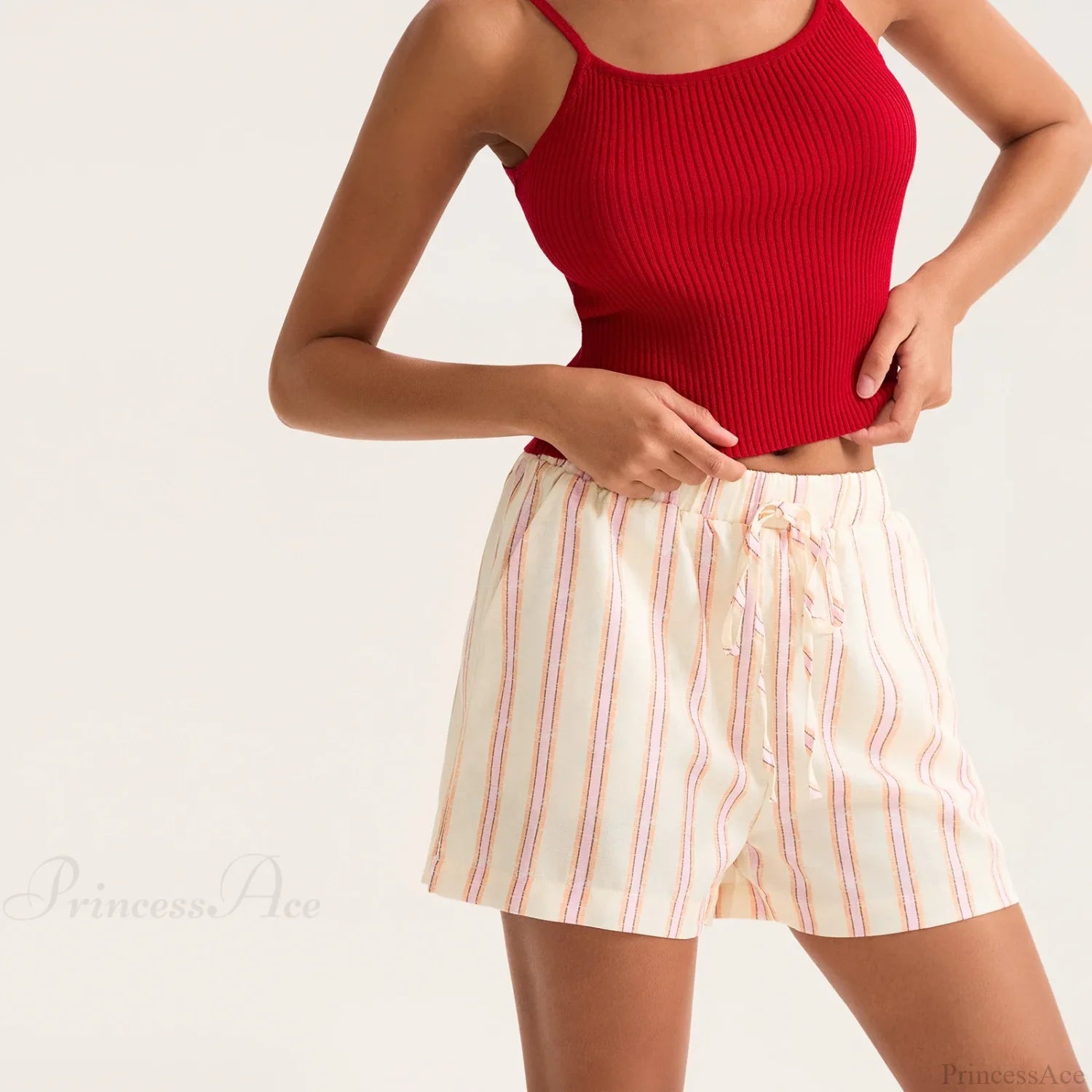 Striped Drawstring Pocket Short short-250223