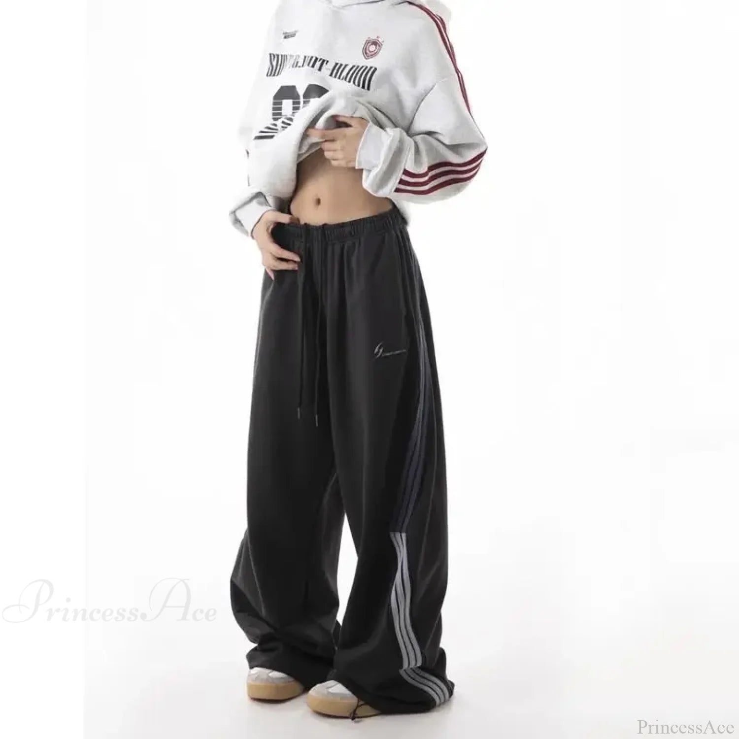 Striped Drawstring Vintage High Waist Pants