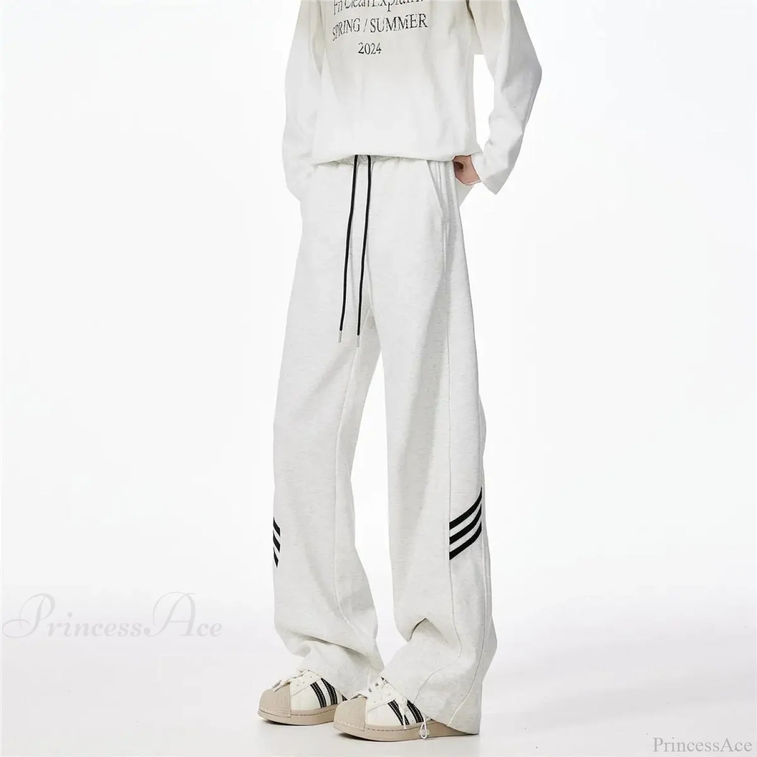 Striped Fleece Motion Loose Pants