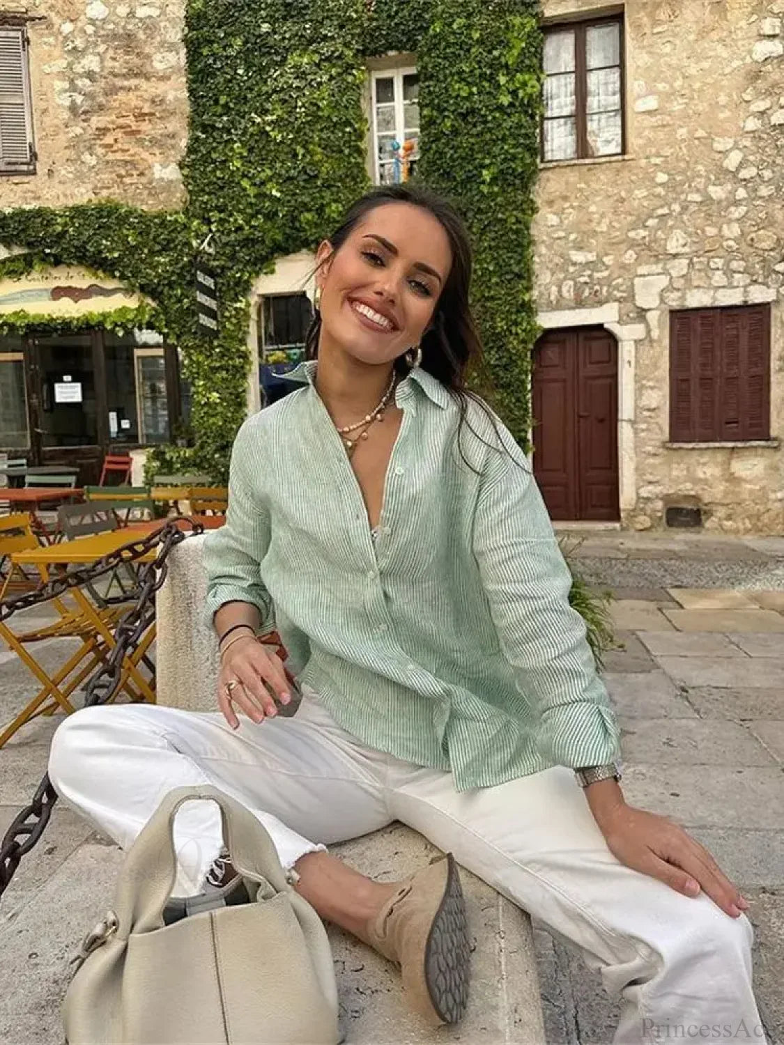 Striped Office Casual Blouse blouse-250223