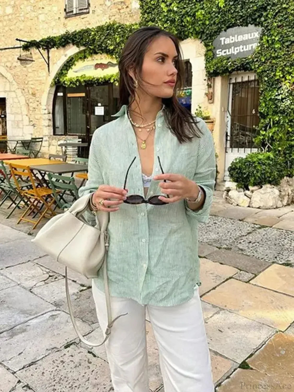 Striped Office Casual Blouse blouse-250223