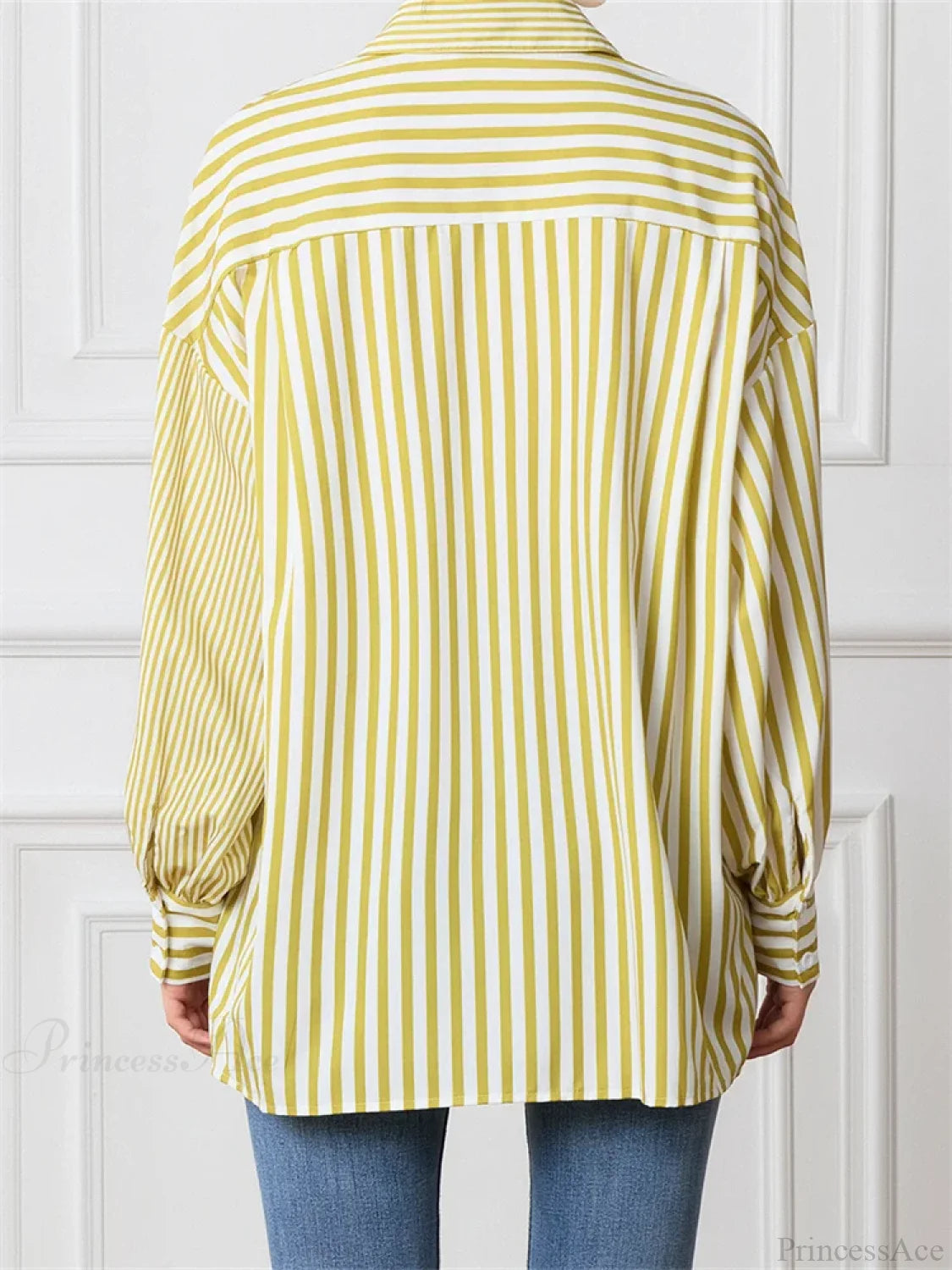 Striped Patchwork Button-Down Blouse blouse-250223