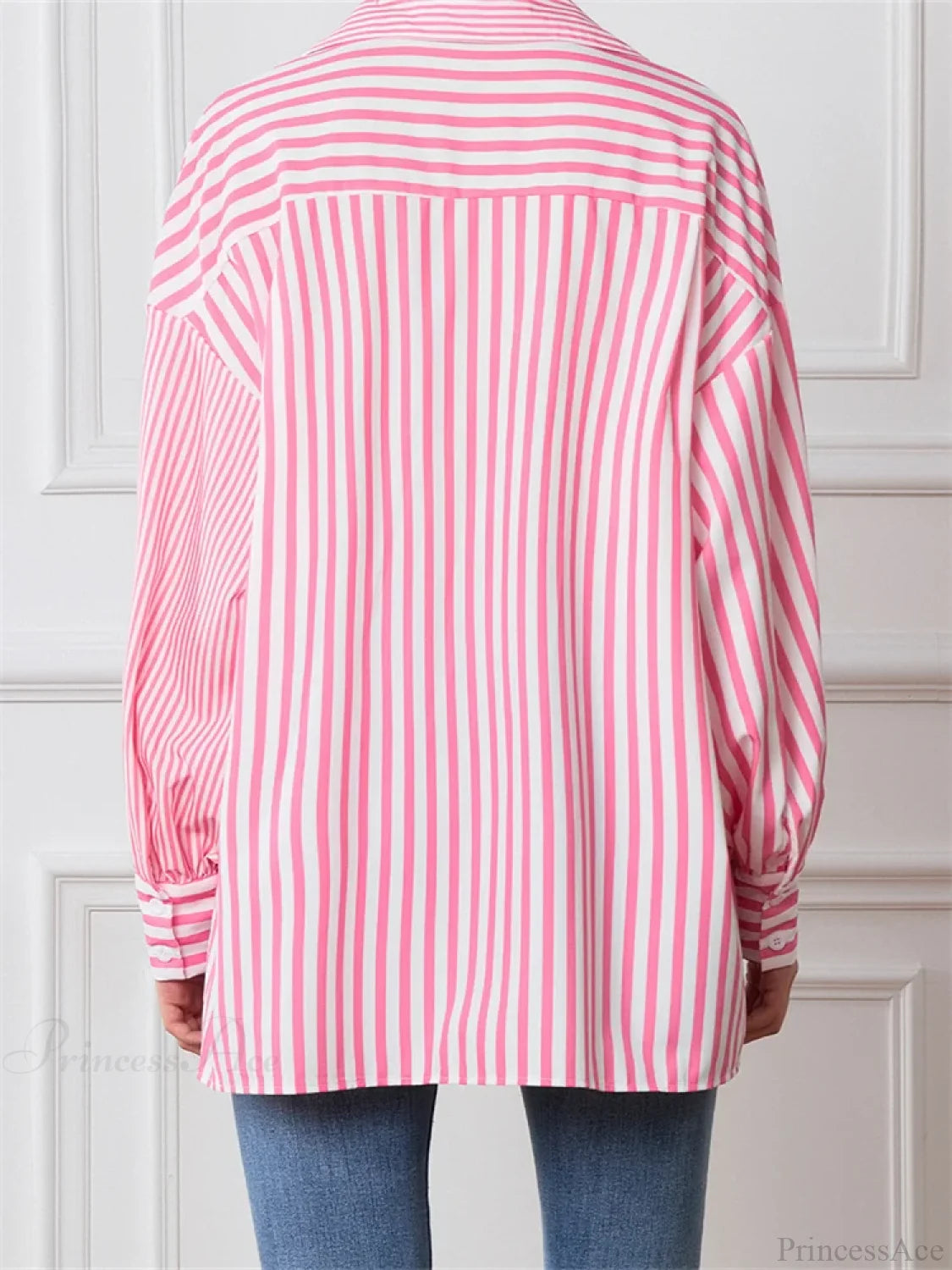 Striped Patchwork Button-Down Blouse blouse-250223