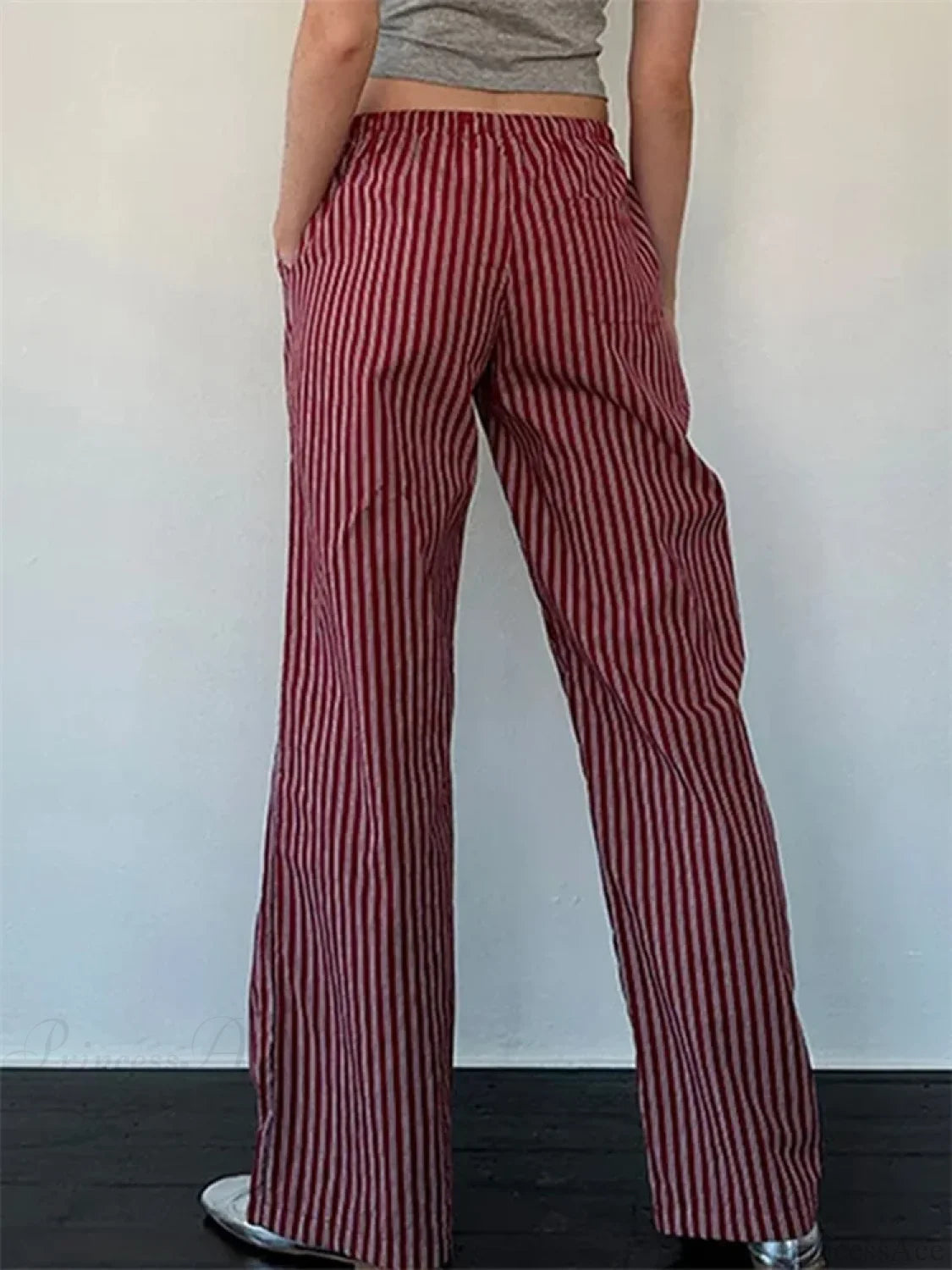 Striped Patchwork Drawstring Elastic Waist Pant pant-250223