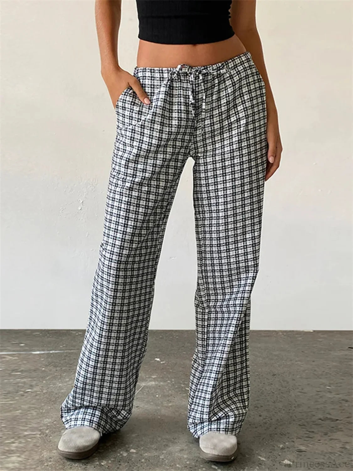 Striped Patchwork Drawstring Elastic Waist Pant BLACK / S pant-250223