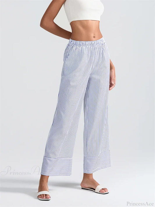 Striped Print High Waist Wide Leg Pocket Pant pant-250223