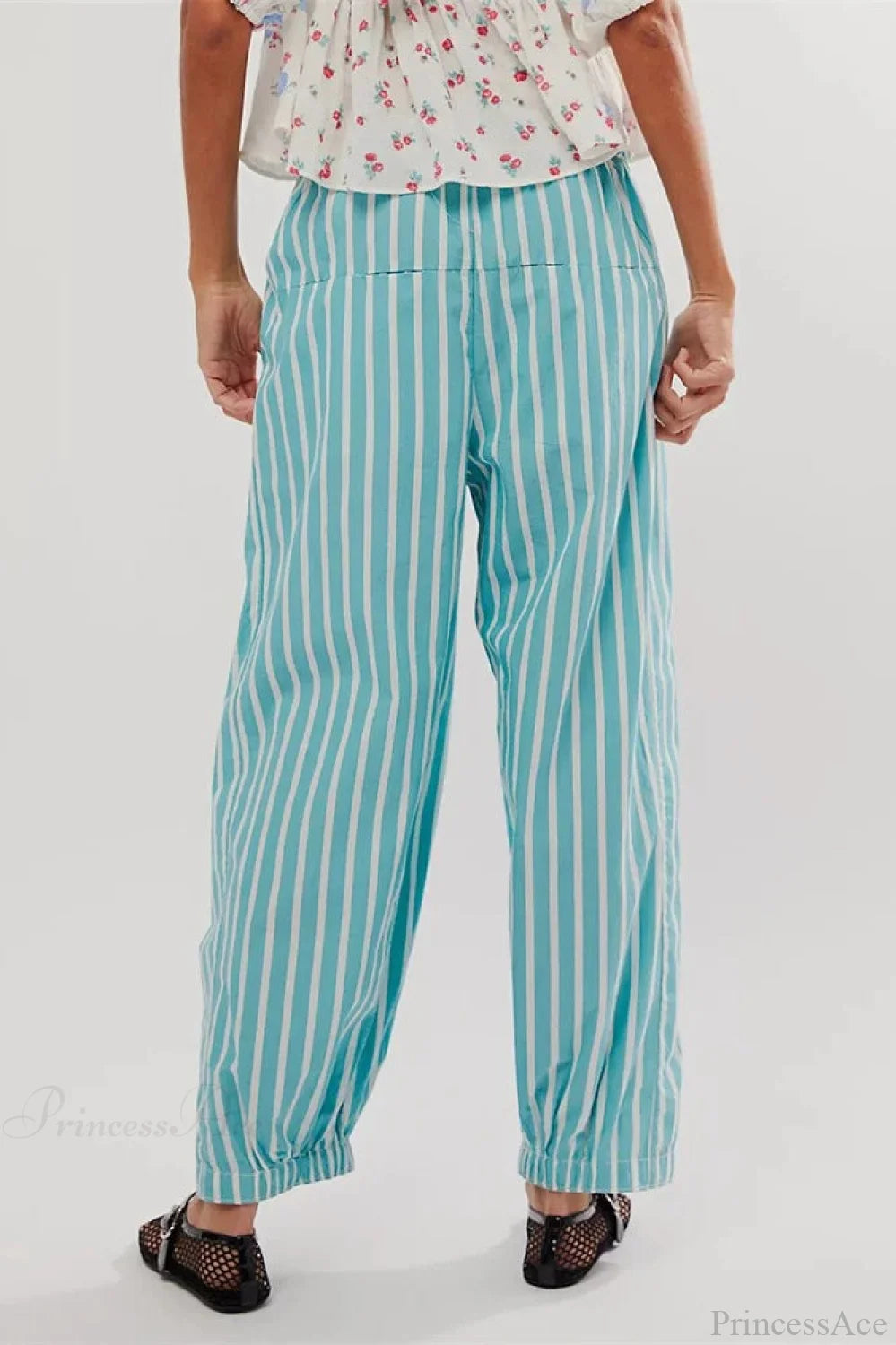 Striped Print Loose Casual Elastic Waist Pant pant-250223
