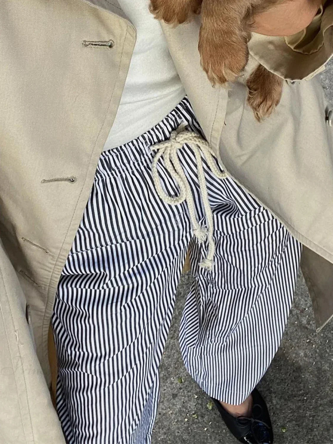 Striped Summer Loose Long Drawstring Pant pant-250223