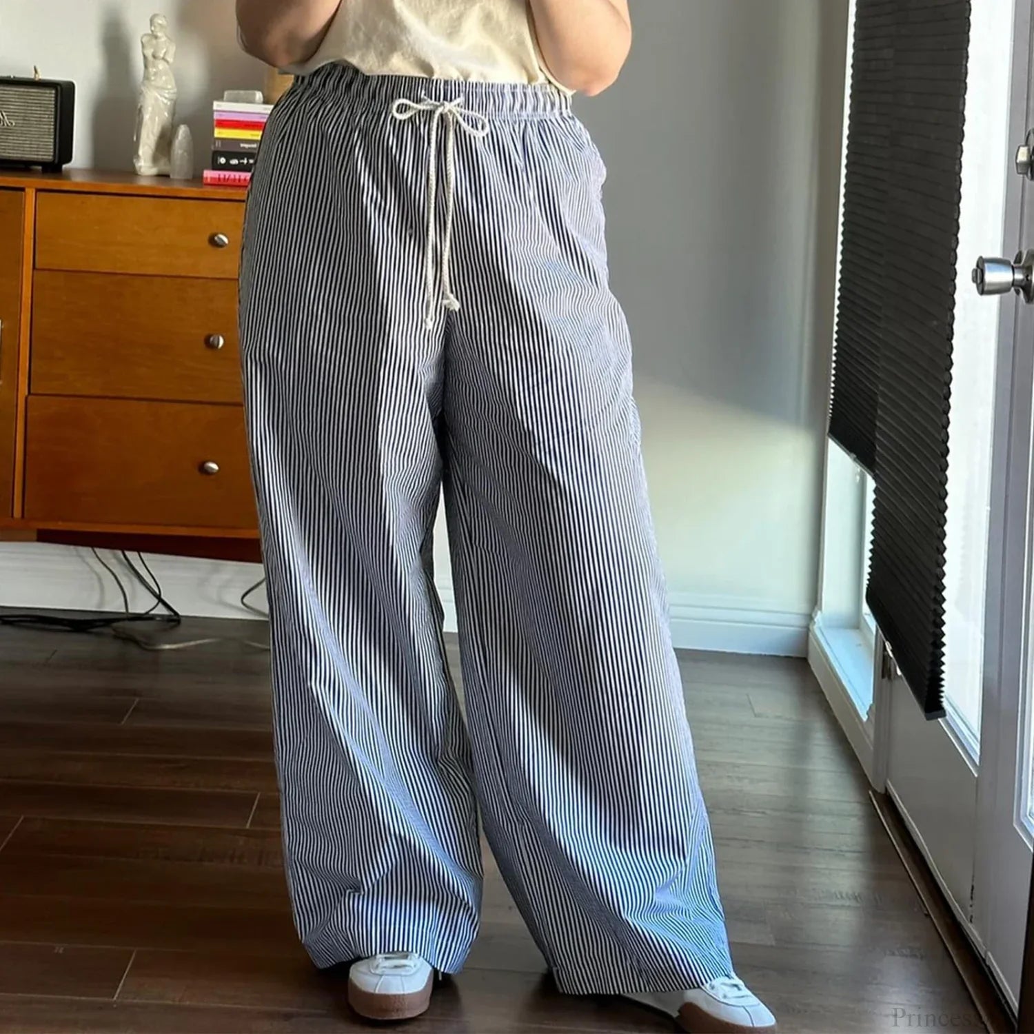 Striped Summer Loose Long Drawstring Pant pant-250223