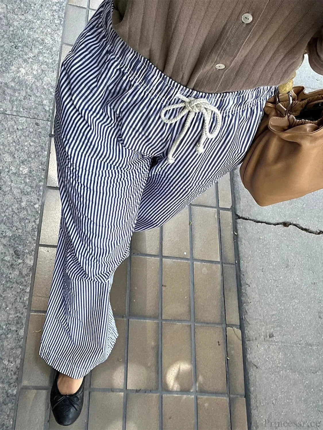 Striped Summer Loose Long Drawstring Pant pant-250223