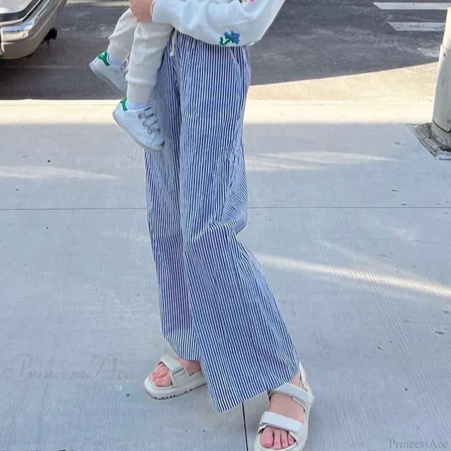 Striped Summer Loose Long Drawstring Pant pant-250223