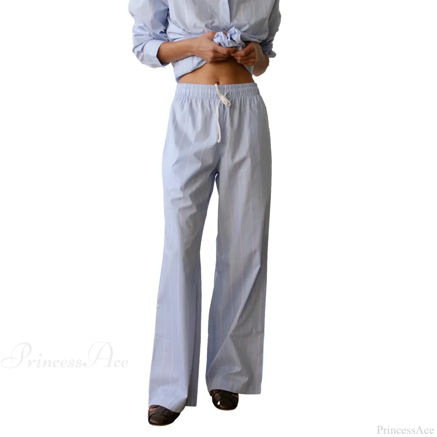 Striped Summer Loose Long Drawstring Pant BLUE / S pant-250223
