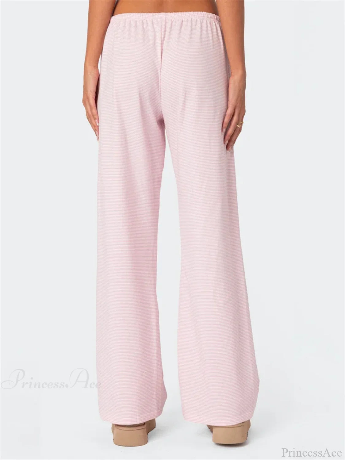 Striped Tie-Up Elastic Waist Loose Casual Pant pant-250223