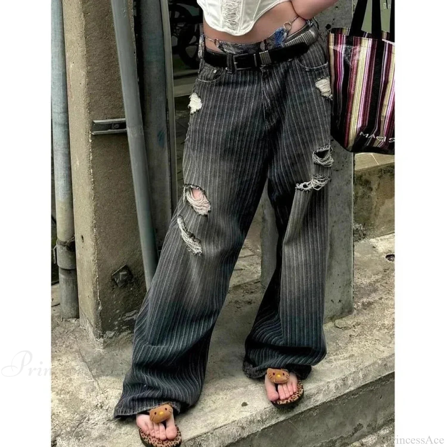 Striped Vintage Y2K Women Jeans Pants