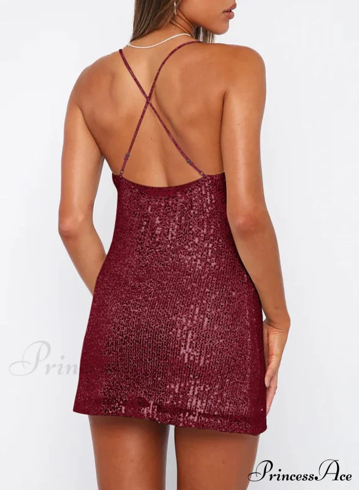 Stunning Sparkle Stylish Rhinestone Mini Dress Club Dresses