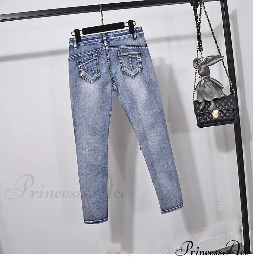 Style European Flower Suit Women Jeans Pants Outfit Jacket & Denim Fashion Sequined Set