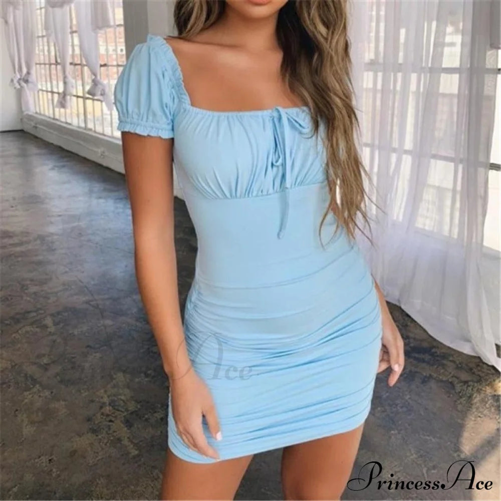 Stylish Moves Eyelet Mini Dress Light Blue / Xs Dressy Dresses