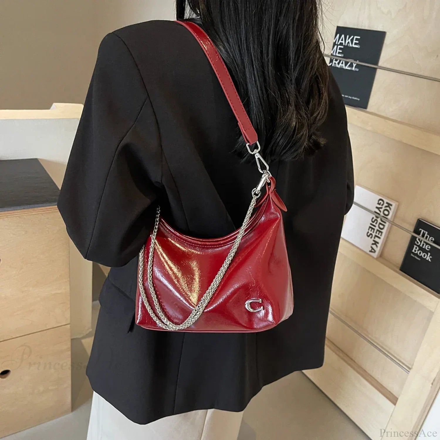 Stylish PU Crossbody Bag with Zipper shoulder-250126