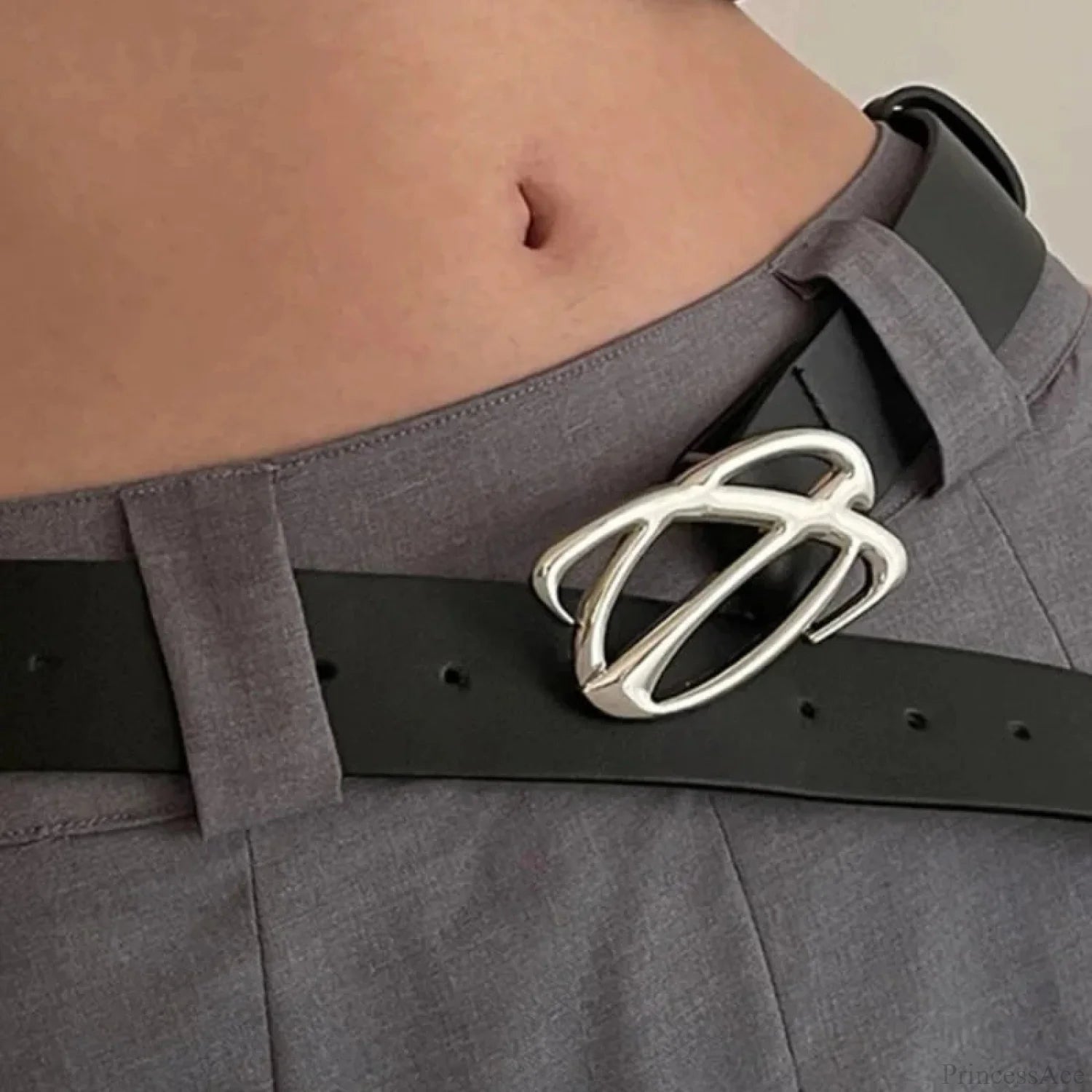 Stylistic Lavish Gothic Y2K Leather Belt Black / 105cm