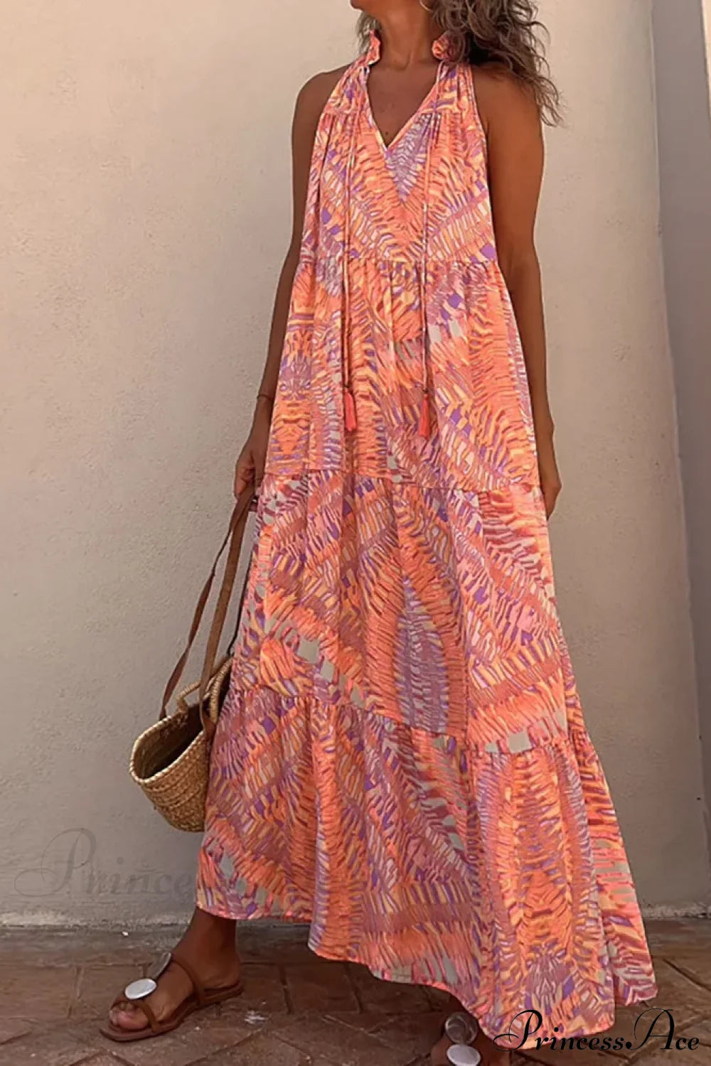 Summer Beach Lady Long Casual Loose Sleeveless Boho Dress