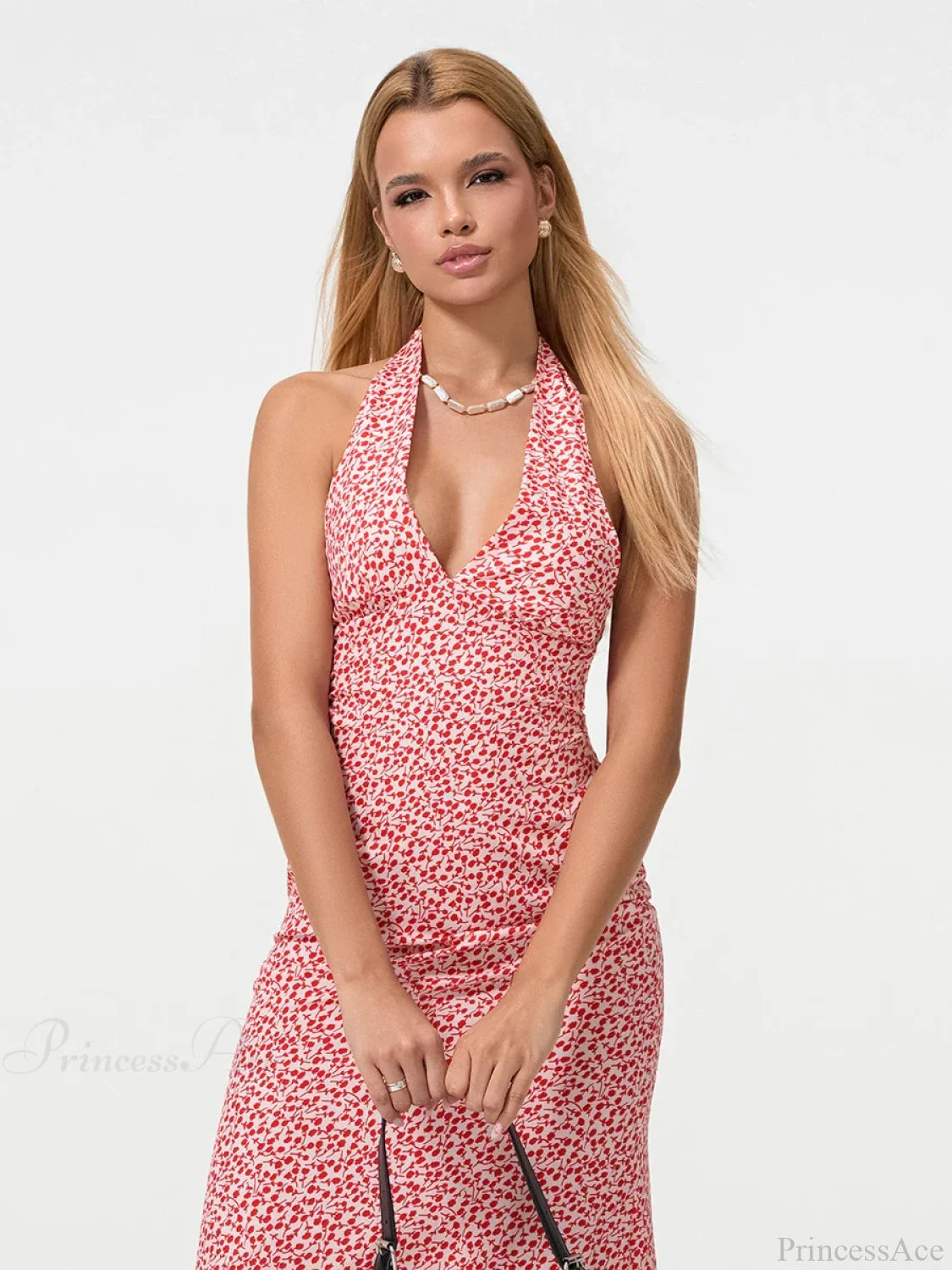 Summer Floral Backless Tie-Up Halter Neck Midi Party Floral Dress floraldress-250126