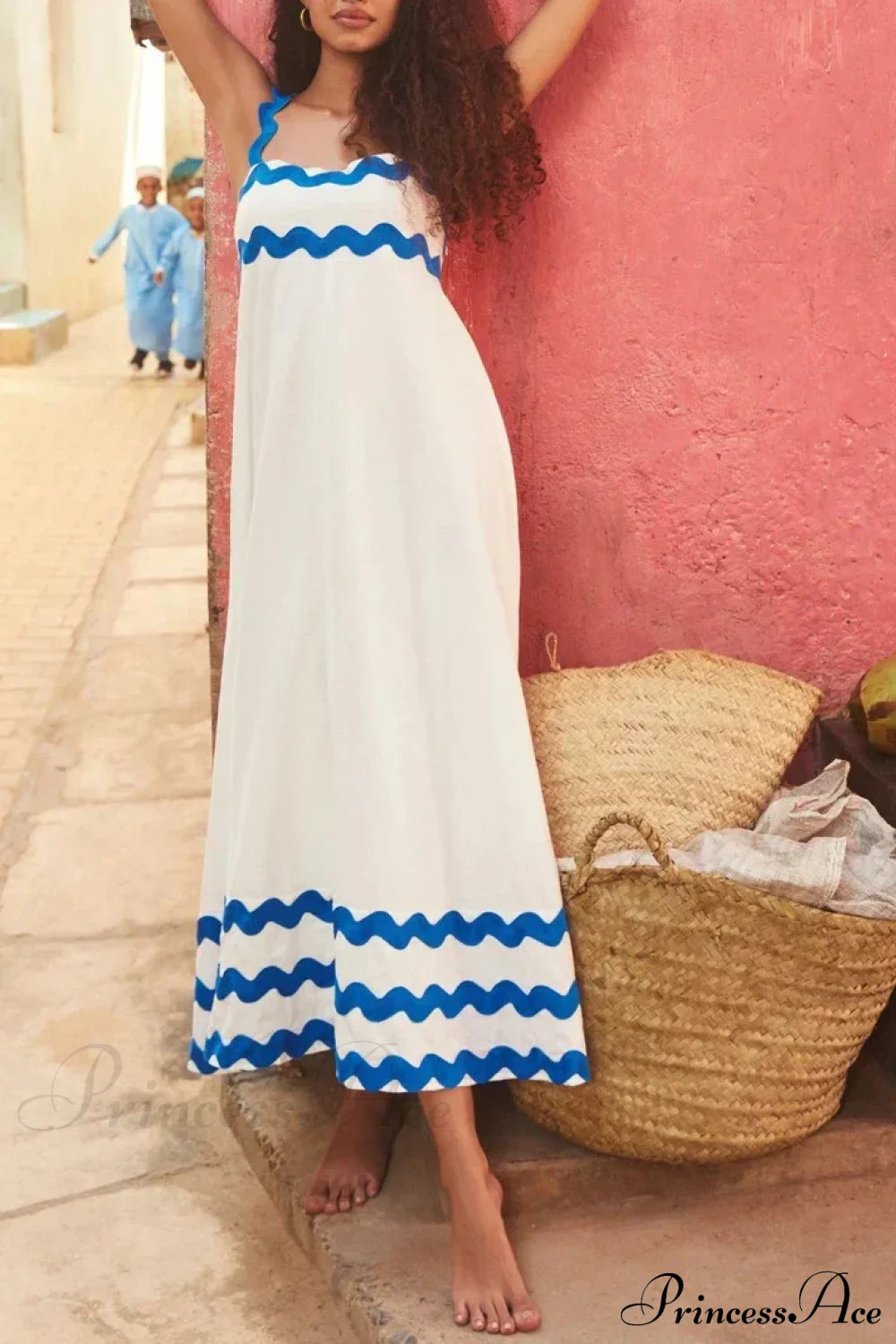 Summer Holiday Elegant Vintage Sling Long Maxi Boho Dress Khaki / S