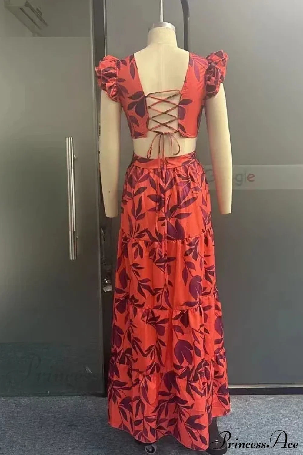 Summer Print Maxi Flying Sleeve Party Robe Vintage Boho Dress