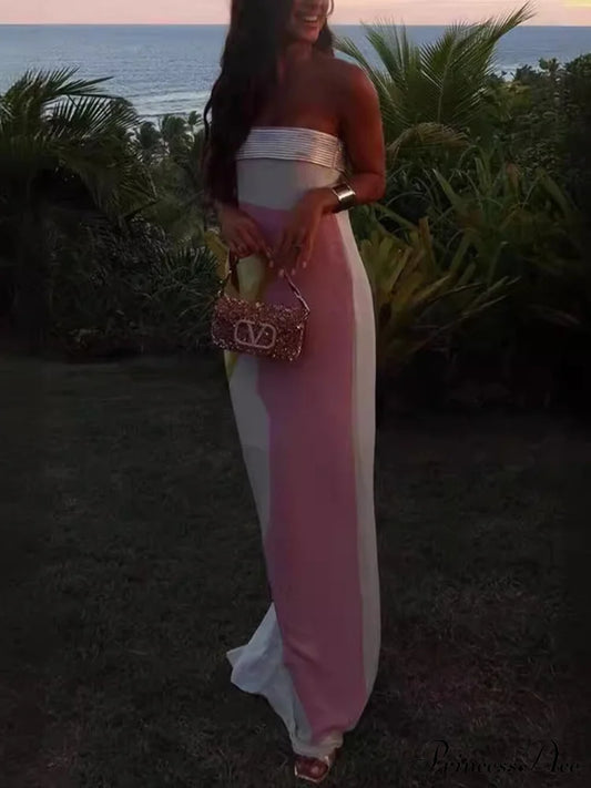 Summer Sexy Chest-Wrapped Charming Printed Floor-Length Maxi Dress Dresses