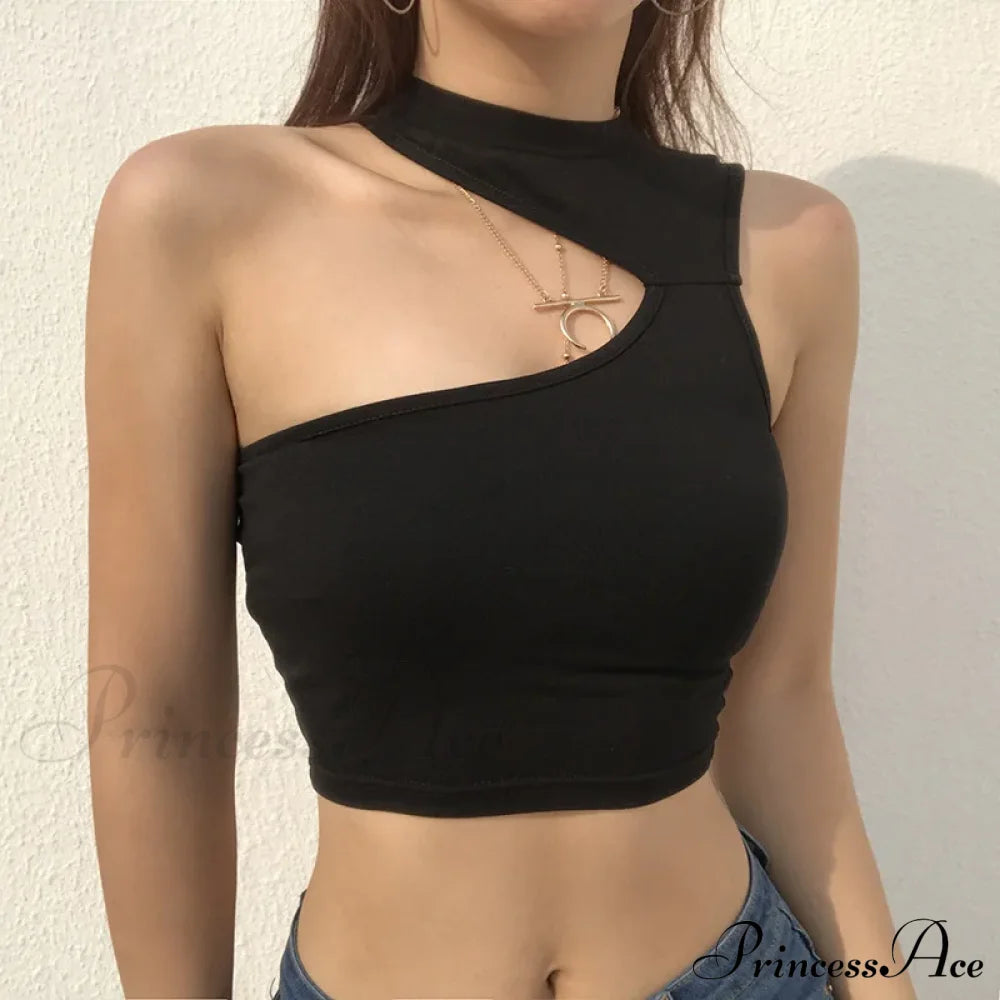 Summer Sleeveless Slim Black Tanks Crop Top