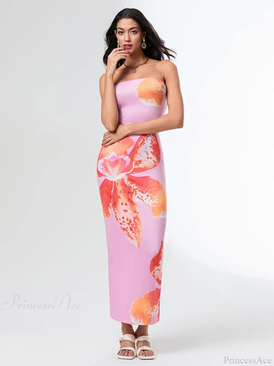 Summer Strapless Backless Wrap Floral Dress floraldress-250126