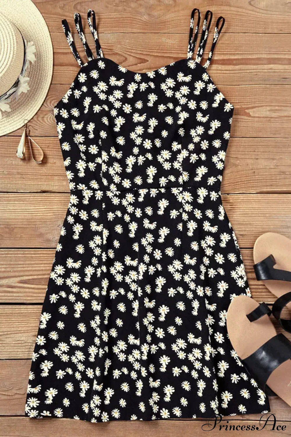 Summer Vintage Floral Daisy Print Sexy Boho Dress