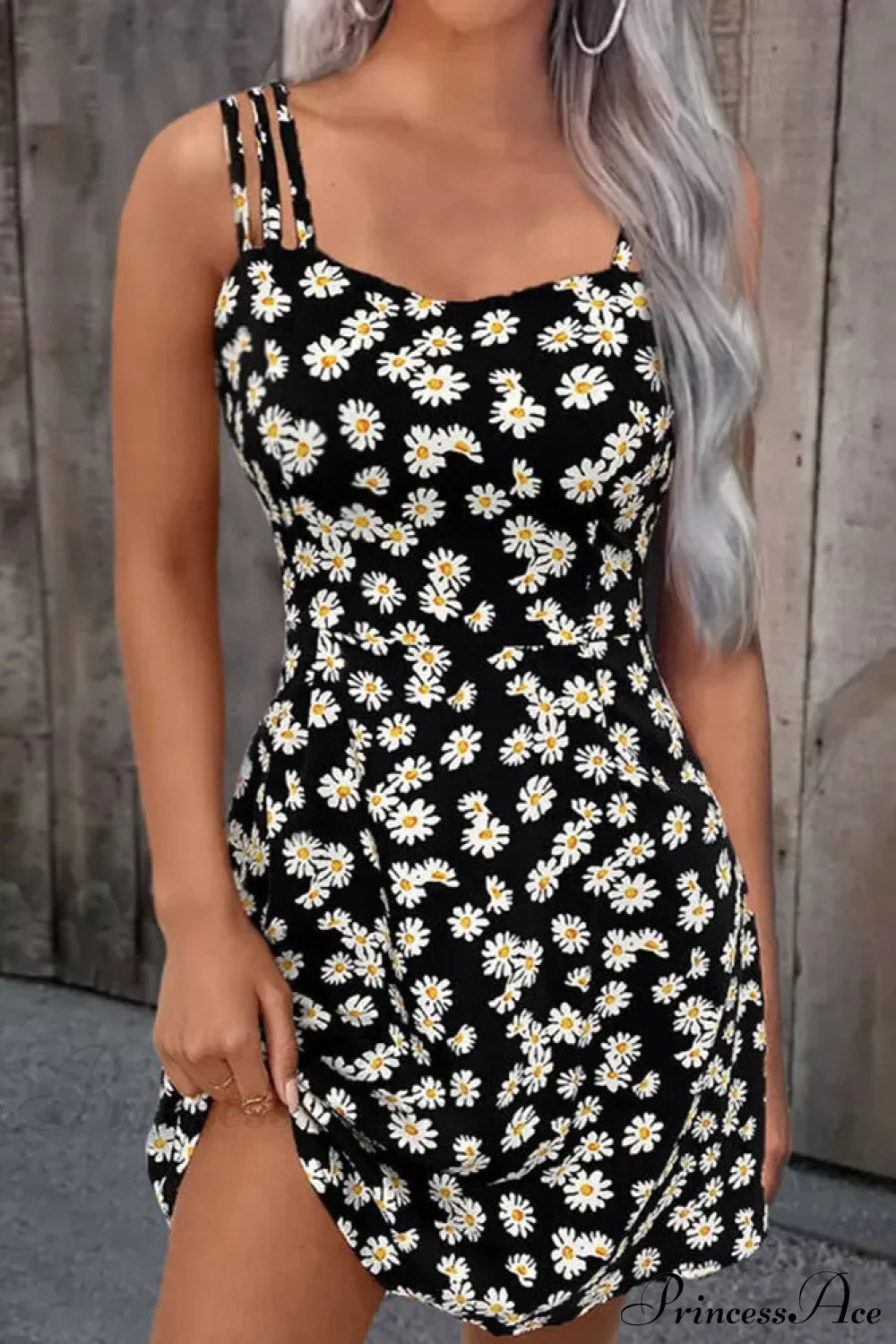 Summer Vintage Floral Daisy Print Sexy Boho Dress
