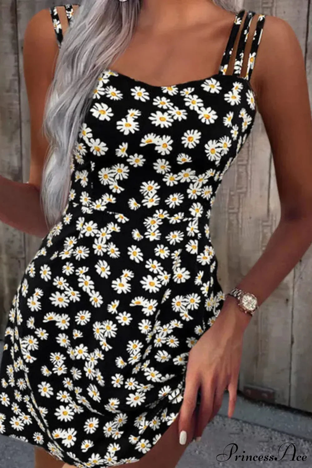 Summer Vintage Floral Daisy Print Sexy Boho Dress