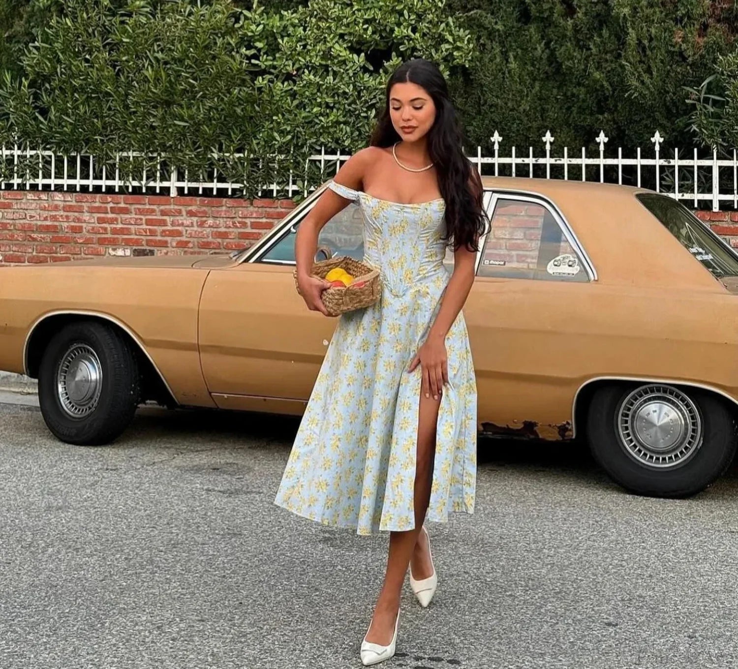 Suninheart Green Floral Vacation Dress blue print / XS vacationdress-250223