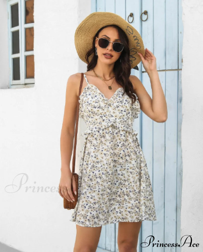 Suspender Flowered Dress Xl / Pink