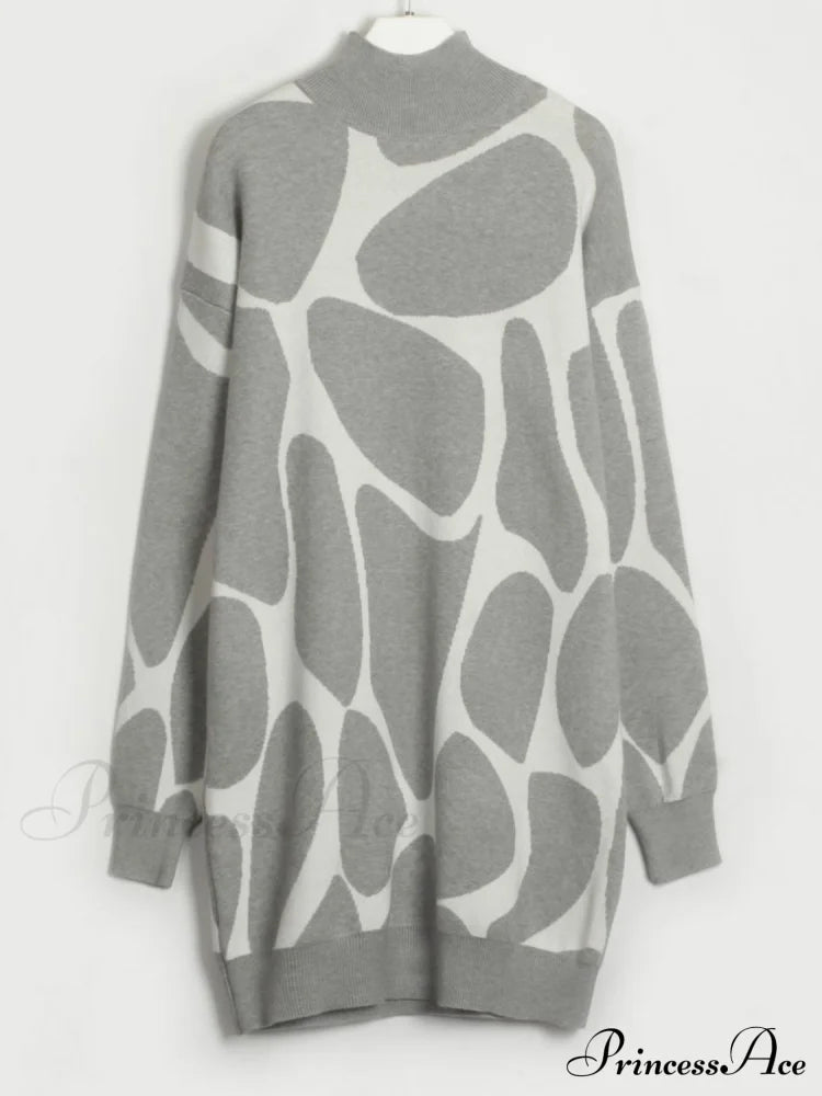 Sweater Gown With Mock Neck Contrast Sweaters-L