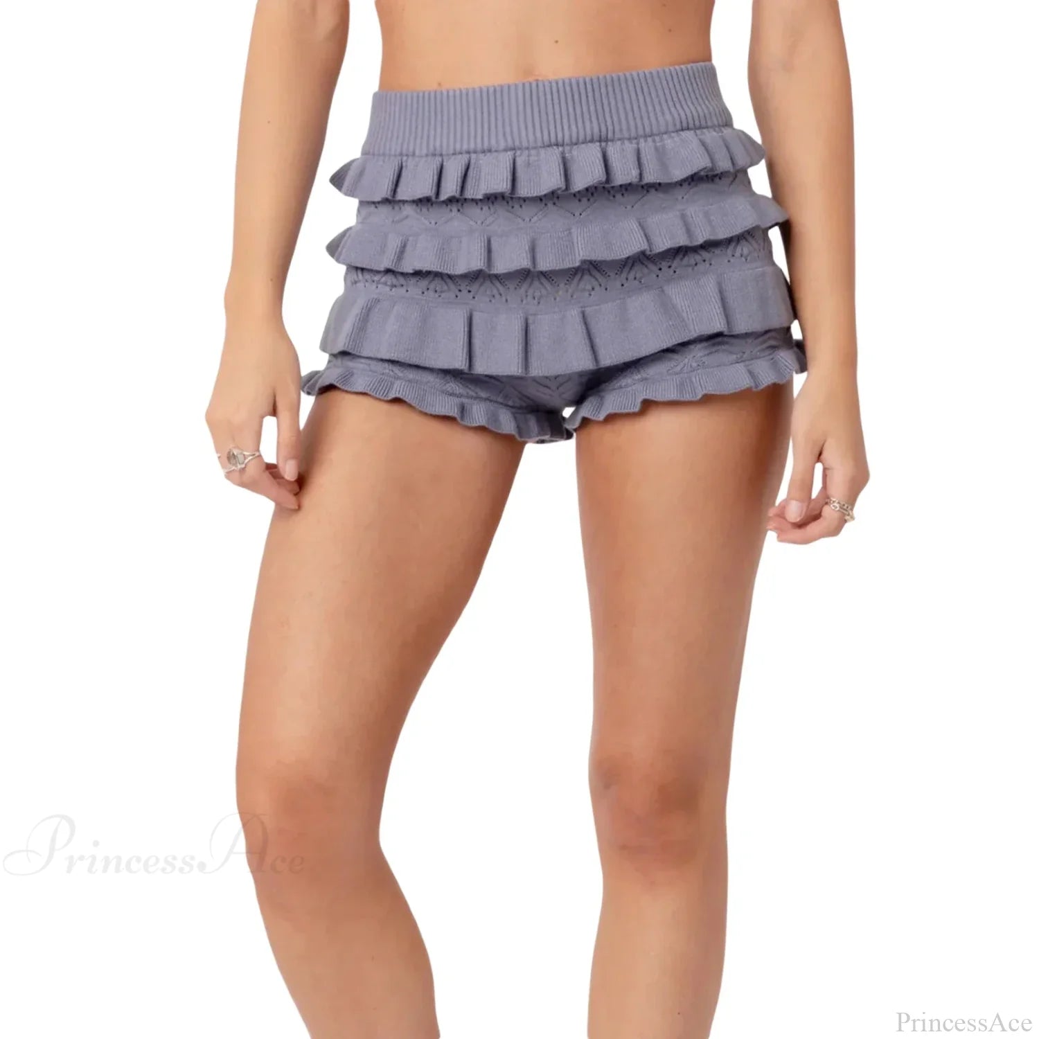Sweet Knit Layered Casual Short GRAY / S short-250223