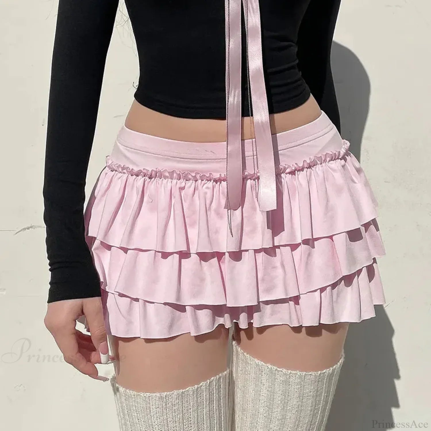 Sweet Low-Waist Pink A-Line Skirt skirts-250223