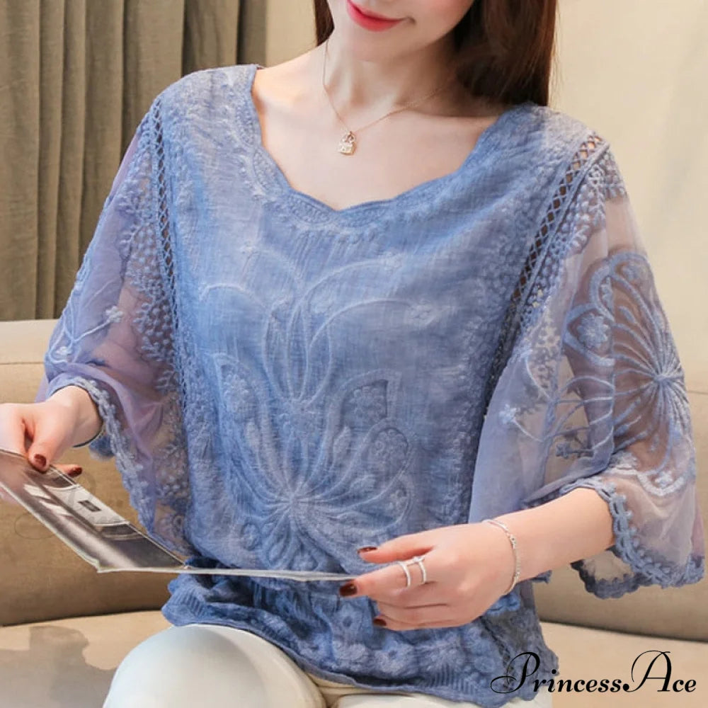 Sweet Spring Lace Fashion And Women’s Warm-Season Out Hollow 2024 White Blouse Top