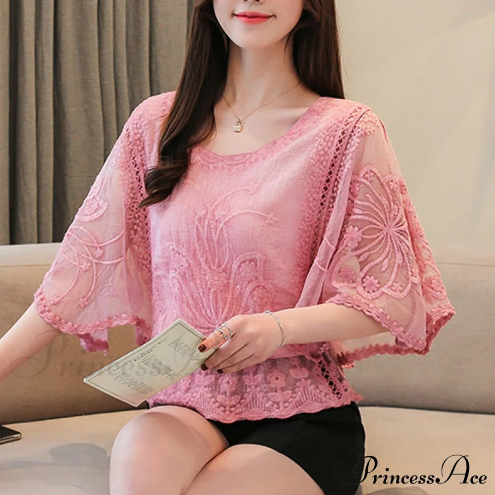Sweet Spring Lace Fashion And Women’s Warm-Season Out Hollow 2024 White Blouse Top