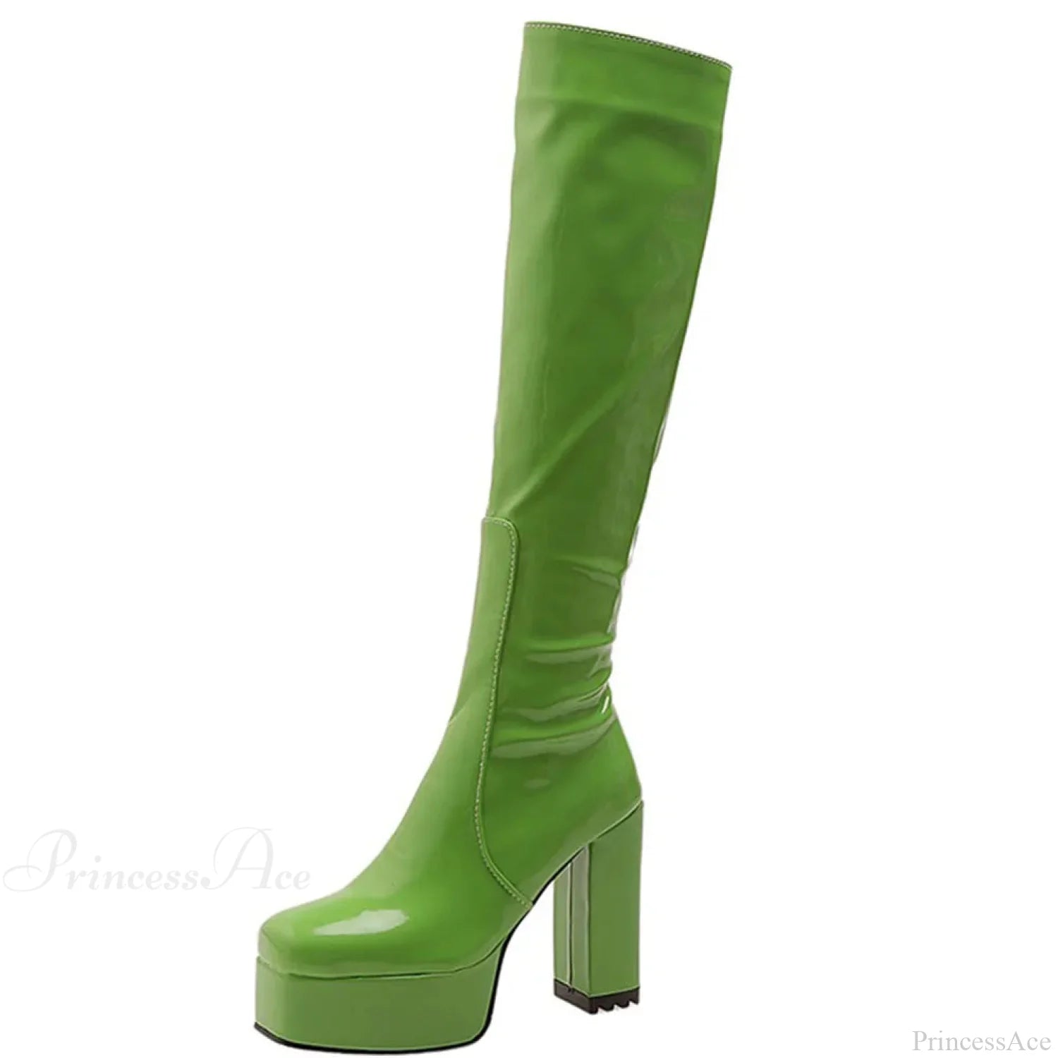 Sweetheart Love Heart Print Dark Block Boot Green / 4